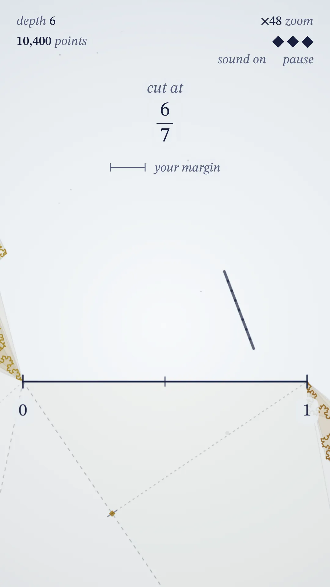 Depth 6: cut the line at six sevenths